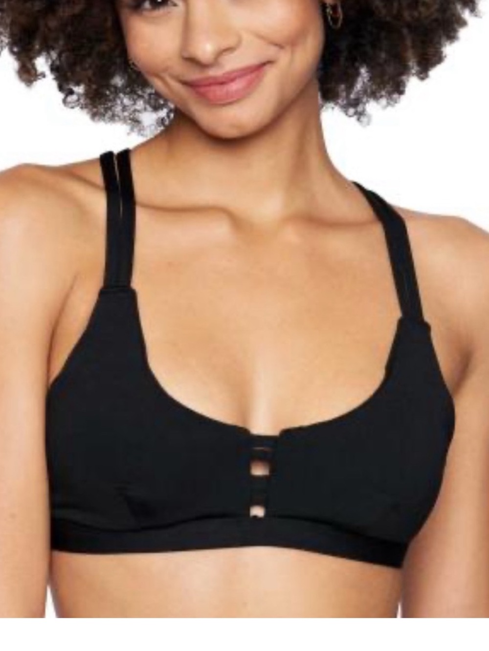 Hurley Black Double Strap Front Cutout scoop top bikini top